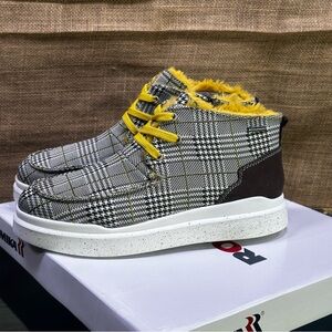 Romika Helsinki black & yellow plaid high hi top sneakers boots sz 7‎